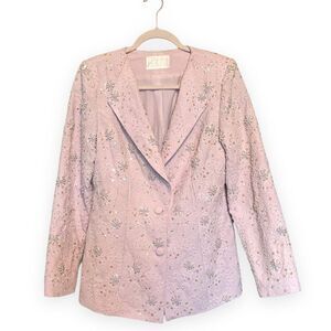 Vintage 80’s 90’s Forever Yours Embellished Beaded Soft Pink Beaded Blazer